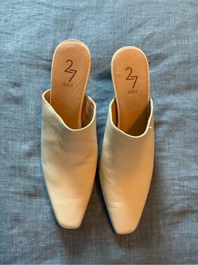 27 EDIT Cream Square-Toe Leather  size:6